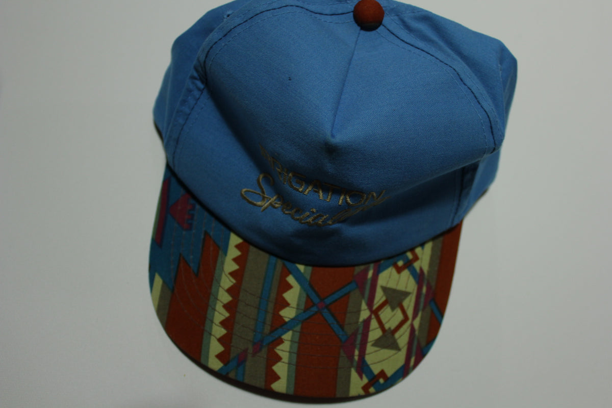 Irrigation Specialists Vintage Aztec Southwestern Print Bill 90s Adjustable Back Snapback Hat