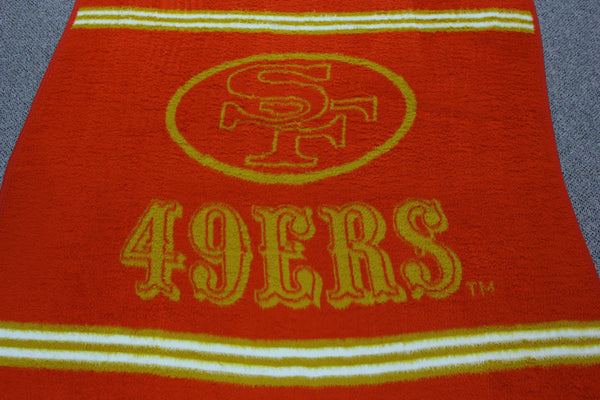 49ers Vintage Biederlack Fleece Throw Blanket 52" x 75" Rug or Wall Art.