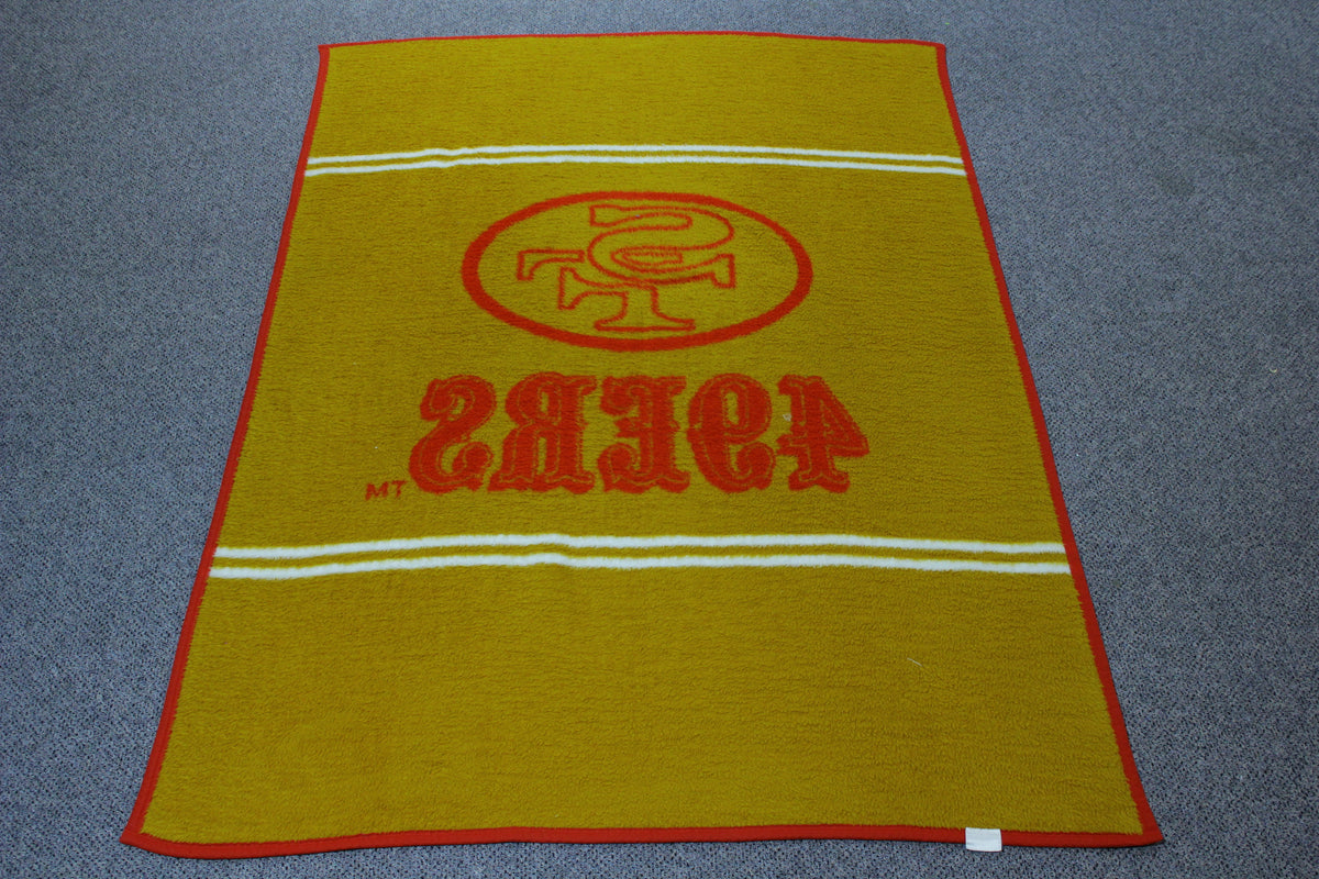 49ers Vintage Biederlack Fleece Throw Blanket 52" x 75" Rug or Wall Art.