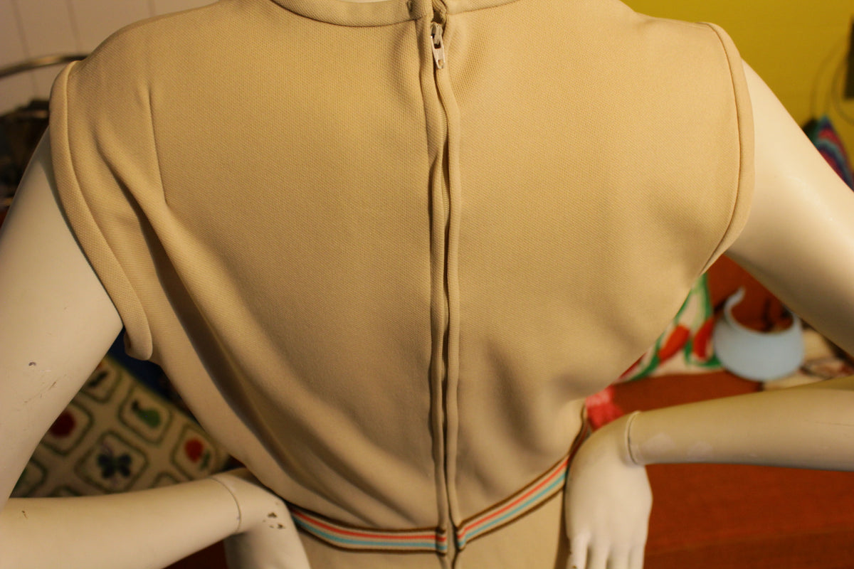 Sears Fashions Vintage Sleeveless Half Zip Dress. 1970s or 1980s