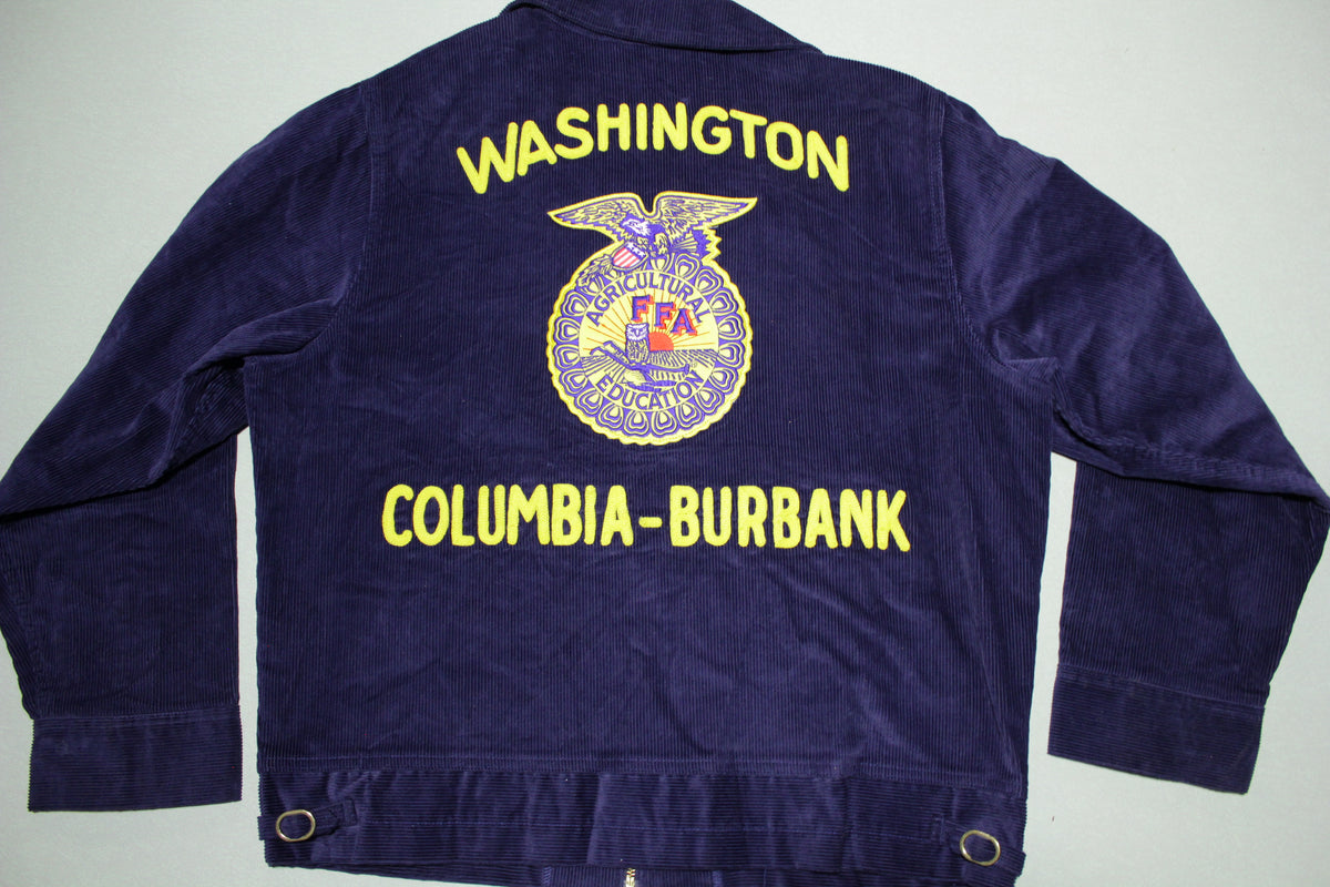 FFA Agricultural Education Vintage Washington Columbia Burbank Farm Animal Corduroy Jacket
