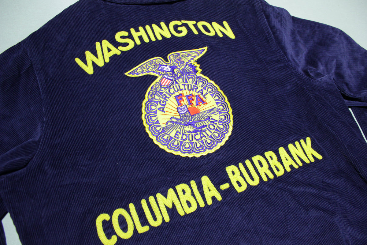 FFA Agricultural Education Vintage Washington Columbia Burbank Farm Animal Corduroy Jacket