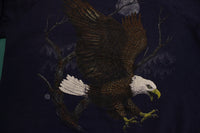 LSJ 1990 Screaming Bald Eagle Moon Forest Wilderness Crewneck 90's Sweatshirt