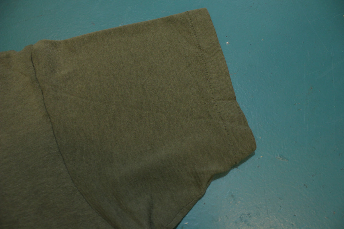 Smurfette Smurfs Vintage Glitter Transfer 80's Single Stitch Army Green T-Shirt