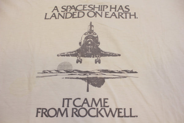 Nasa Space Shuttle Rockwell on Earth Vintage V-Neck Single Stitch JCPenney T-Shirt.