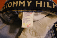 Mens TOMMY HILFIGER Vintage 90s Baggy Carpenter Cargo Denim Jean Shorts 34 Logo