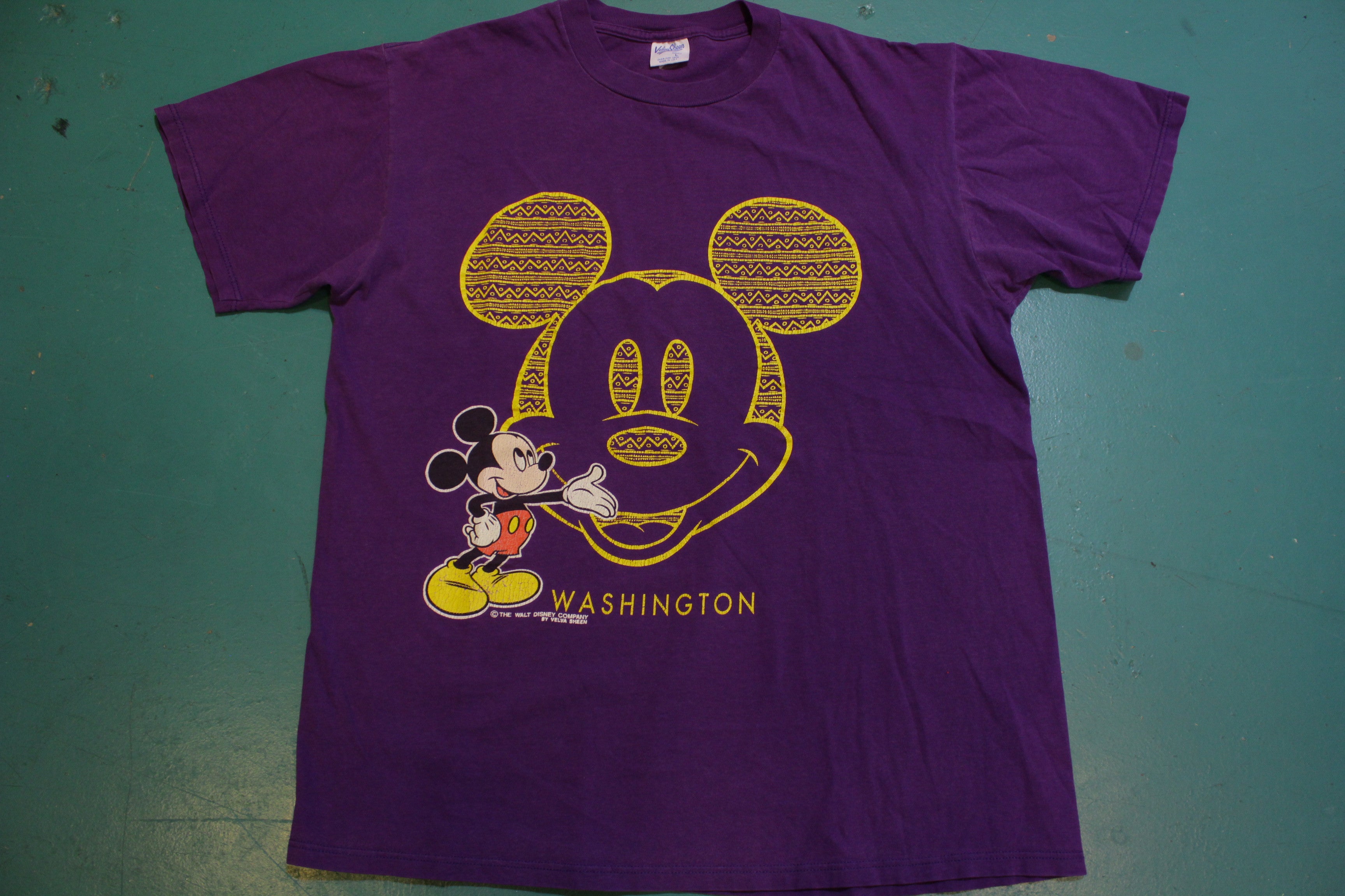 Mickey Mouse Walt Disney Washington Velva Sheen USA Vintage 80's T