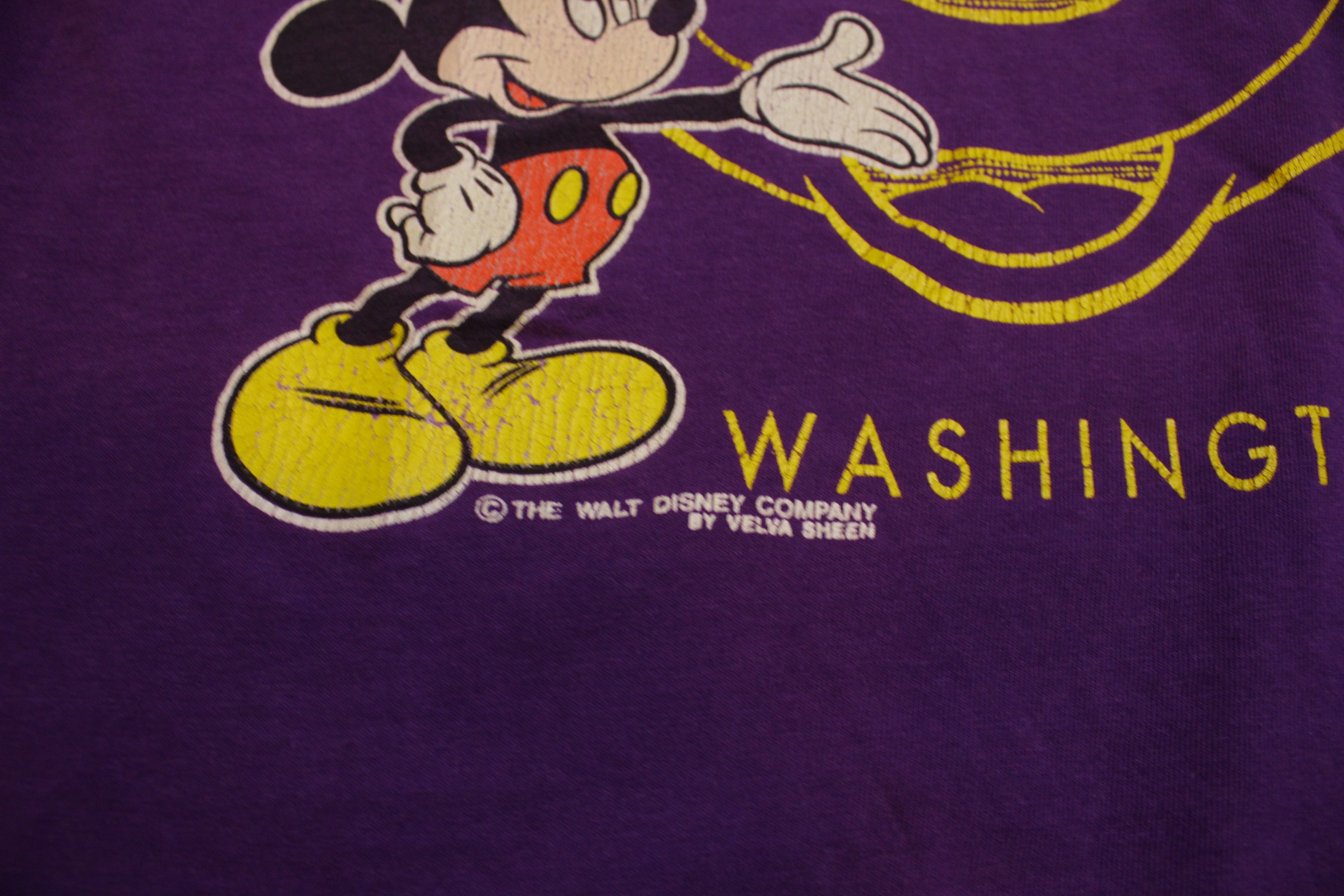 Mickey Mouse Walt Disney Washington Velva Sheen USA Vintage 80's T