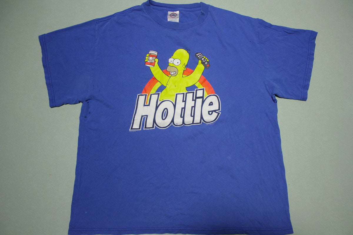 Homer Simpson Hottie Duff Beer Vintage 2004 Cartoon Promo Fox T-Shirt