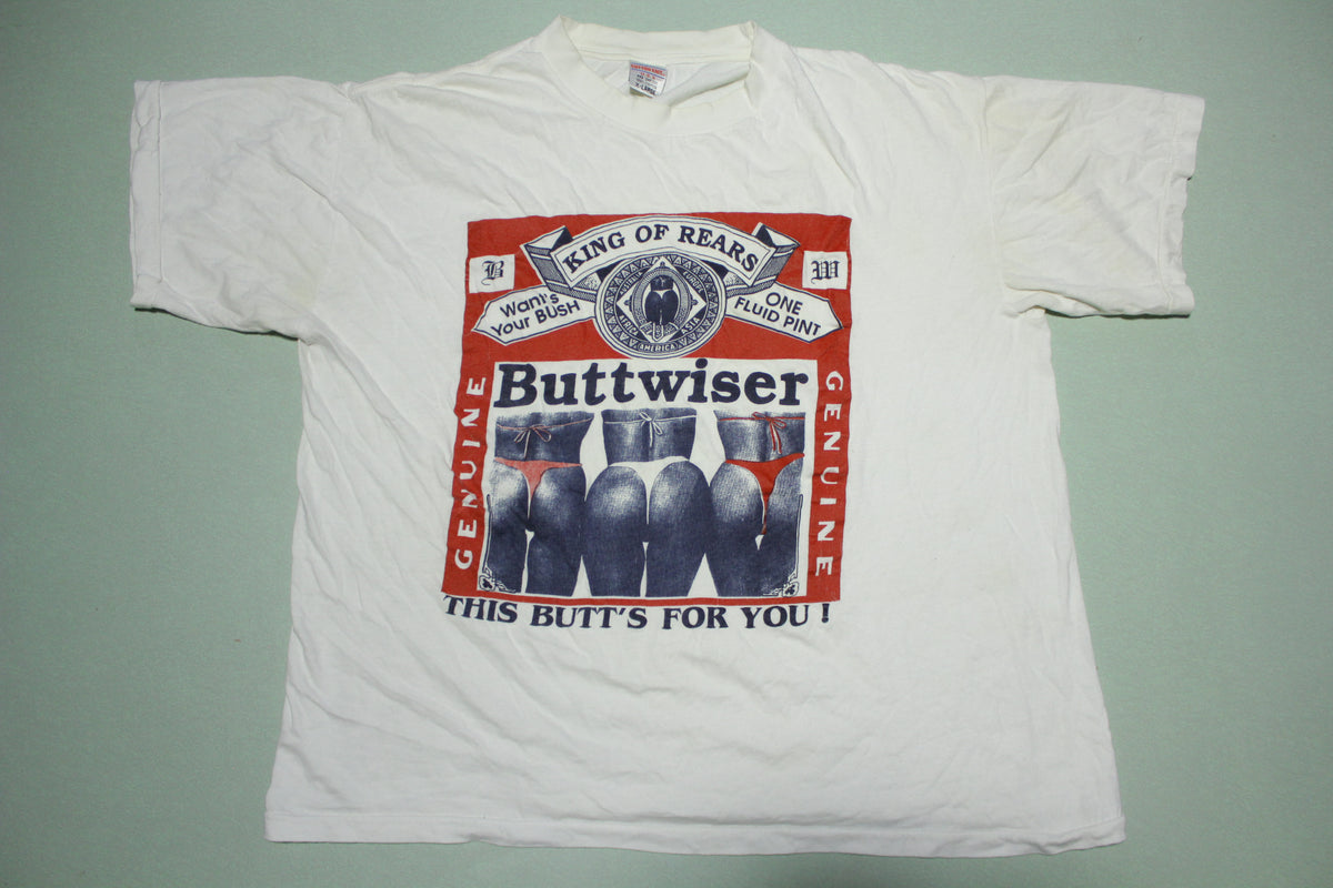 Buttweiser King of Rears Vintage 90's Beer Parody USA T-Shirt