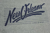 New Orleans Louisiana Vintage 80's Heathered Gray Ringer Hanes Poly Cotton T-Shirt