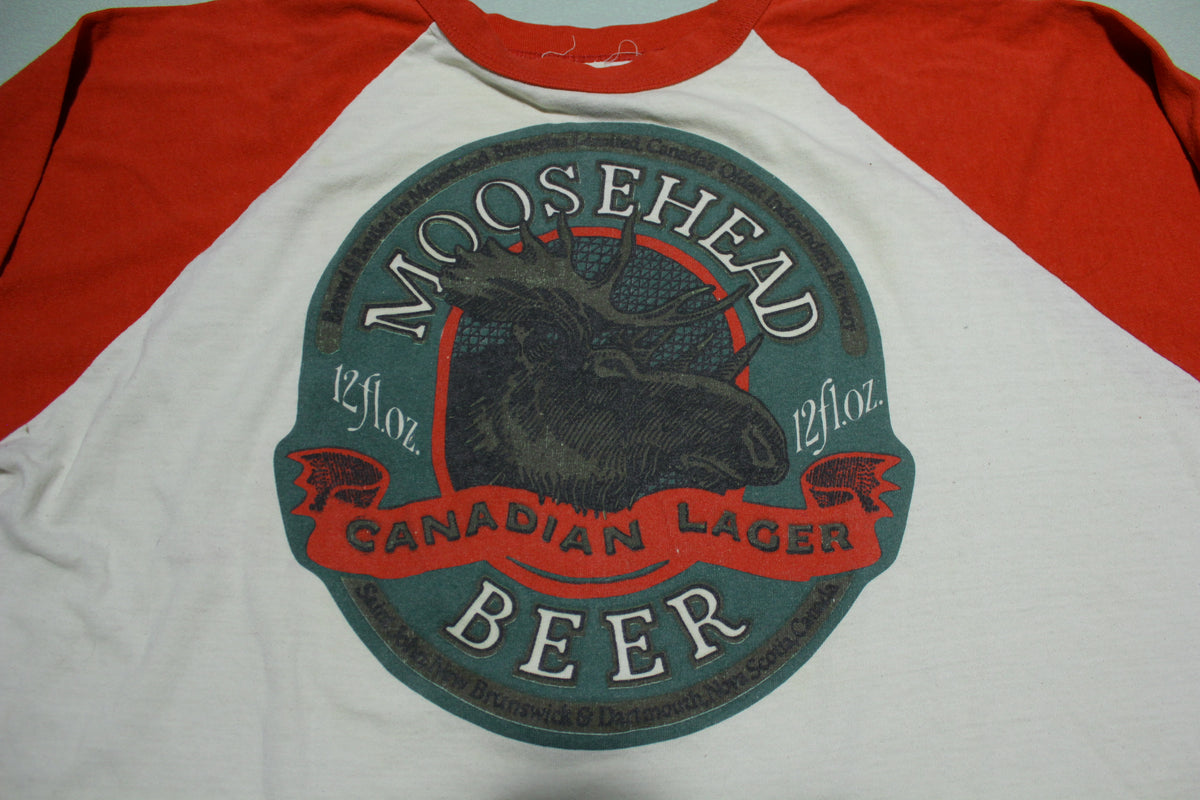 Moosehead Canadian Lager Beer Vintage 80's Raglan Baseball USA T-Shirt