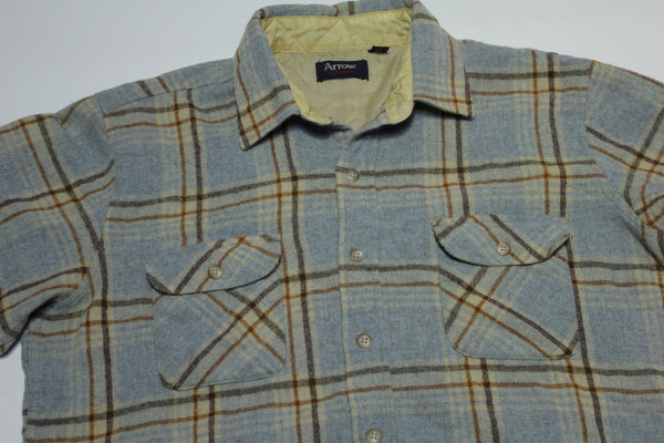 Arrow Sportswear Vintage 80's Plaid Wool Flannel Button Up Shirt
