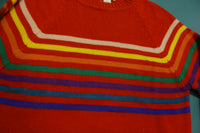 Sweater Bee Red Knit Rainbow Striped 80's Winter Sweater