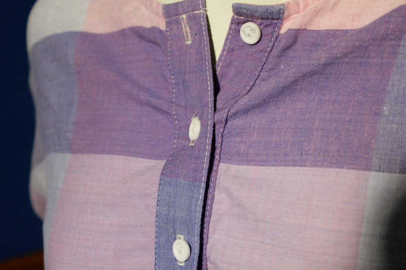 80's Pastel Half Shirt JR's Women's Medium Button Checkered – thefuzzyfelt