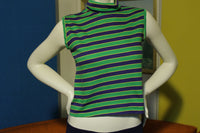 Mister Marty MM 60's 70's Summer Half Shirt Striped Turtle Neck Zipper.