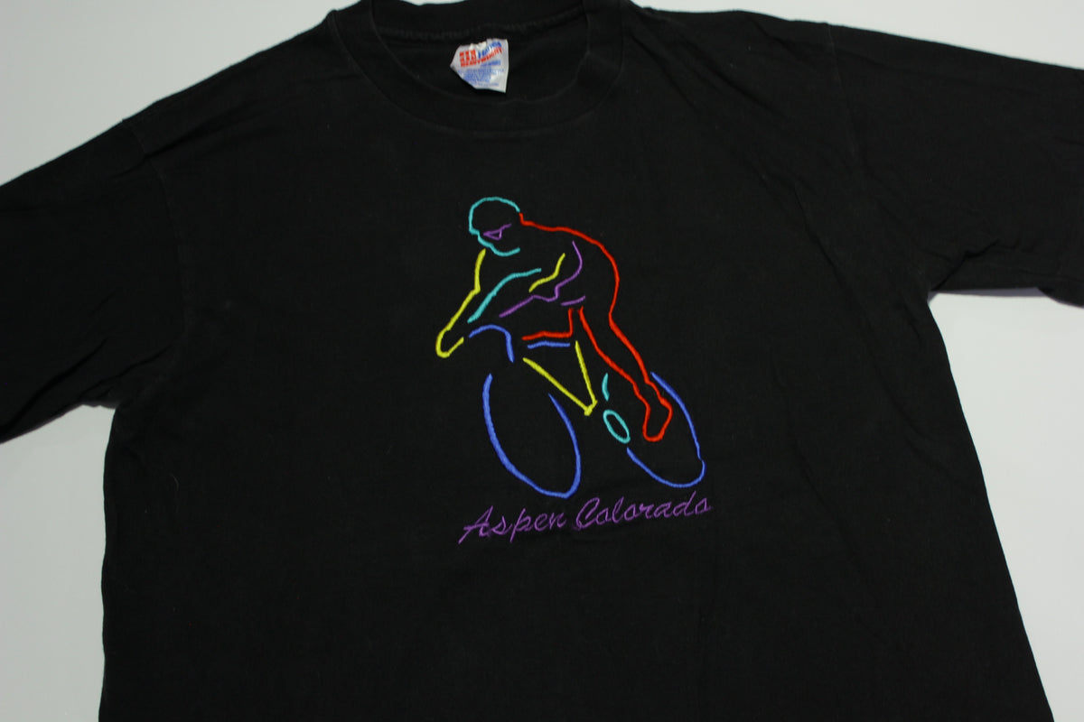 Aspen Colorado Crazy Ski Vintage 90's Hanes Embroidered Single Stitch Tourist T-Shirt