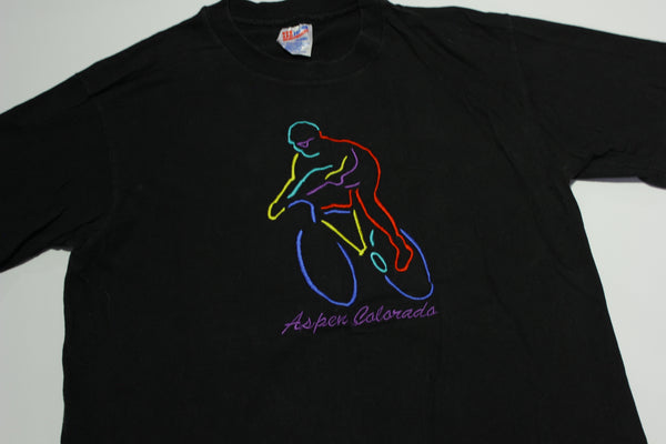 Aspen Colorado Crazy Ski Vintage 90's Hanes Embroidered Single Stitch Tourist T-Shirt