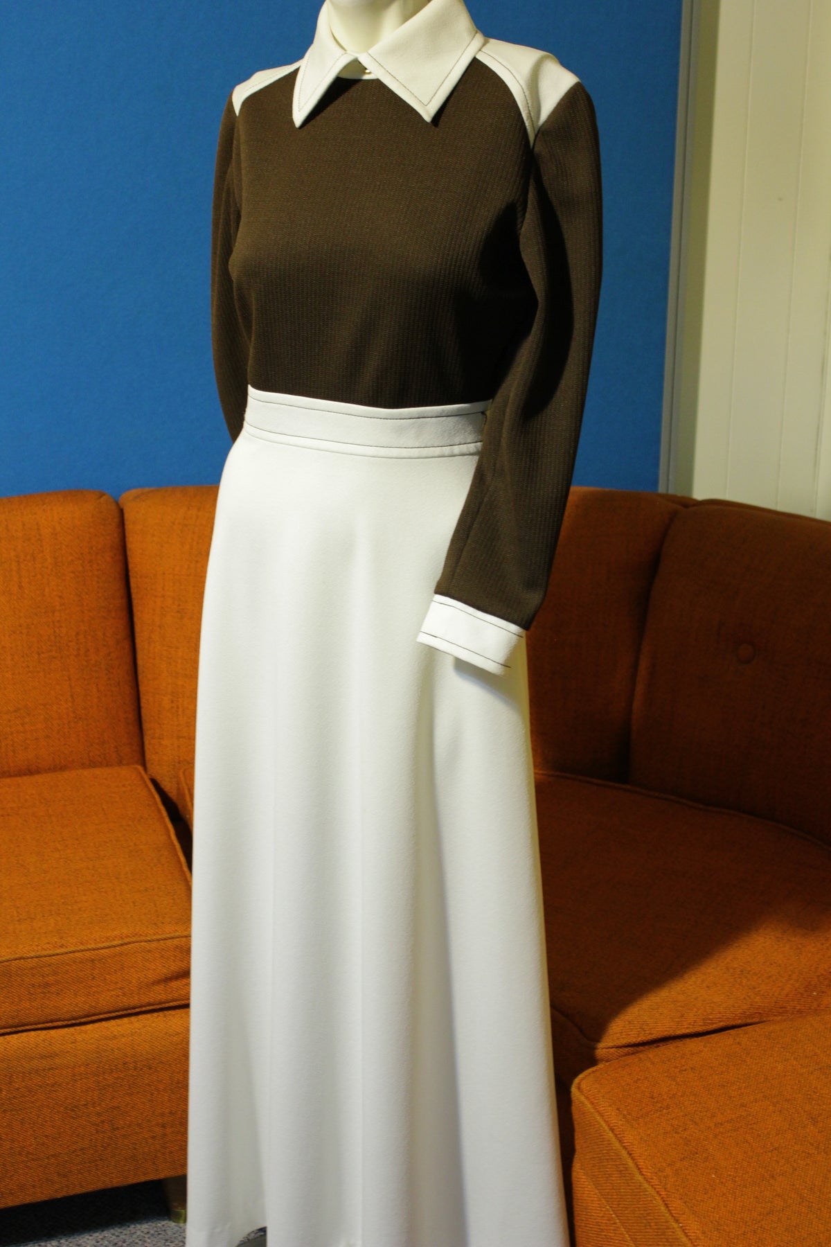 Carole King Vintage 70's Dress Long Sleeve Shirt Maxi Style Half Zip.