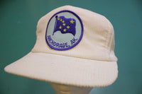Anchorage AK Alaska Corduroy 80's Vintage Snapback Trucker Cap Hat
