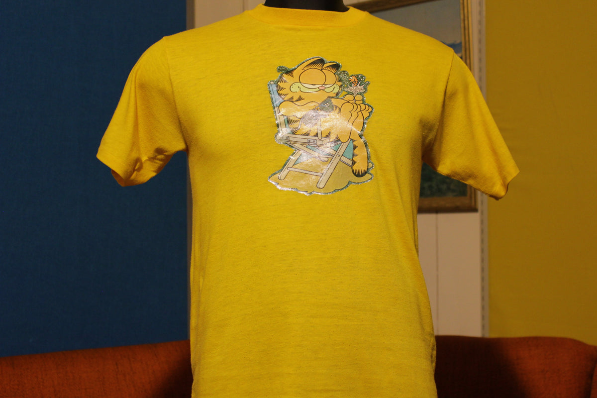 Garfield Heathcliff Vintage Sparkle Iron On 70's 80's T-Shirt. Thin & Soft.
