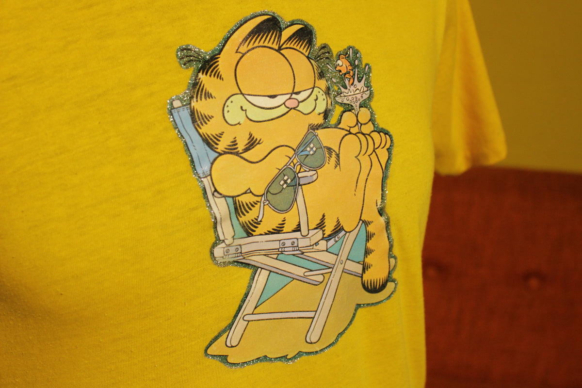 Garfield Heathcliff Vintage Sparkle Iron On 70's 80's T-Shirt. Thin & Soft.