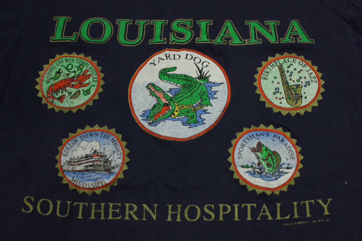 Louisiana Southern Hospitality Vintage 90's Yard Dog Jerzees USA Tourist T-Shirt
