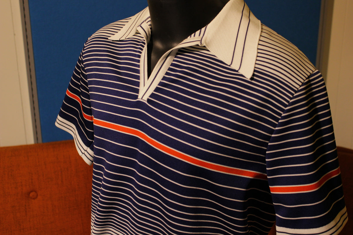 Knitmaster California Striped Polo Shirt Vintage 80's Polyester