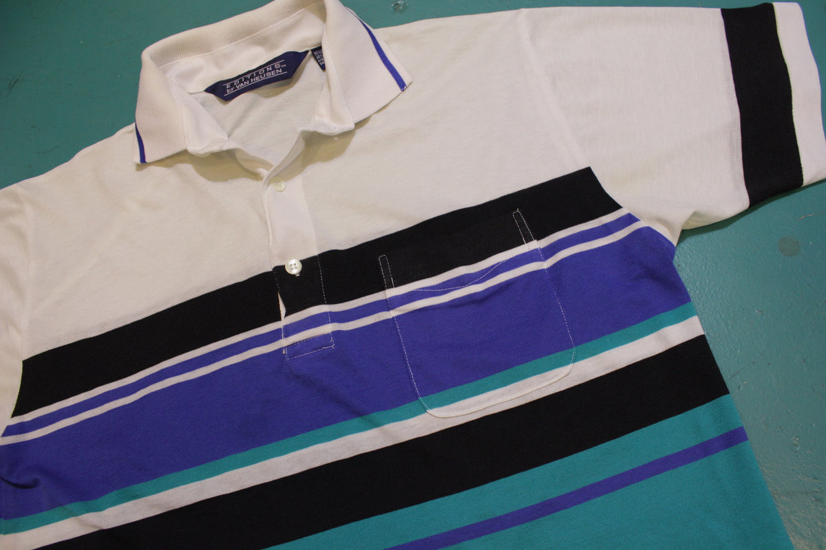 Van Heusen Editions Color Block Vintage 80's Single Stitch Polo Shirt
