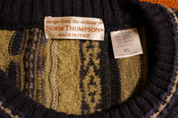 Norm Thompson Men's XL Italian Striped Sweater Coogi Style Biggie Cosby Hip Hop