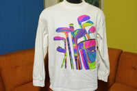 Andrew Carson Vintage 1992 Fluorescent Golf Shirt 90's Sports Long Sleeve USA
