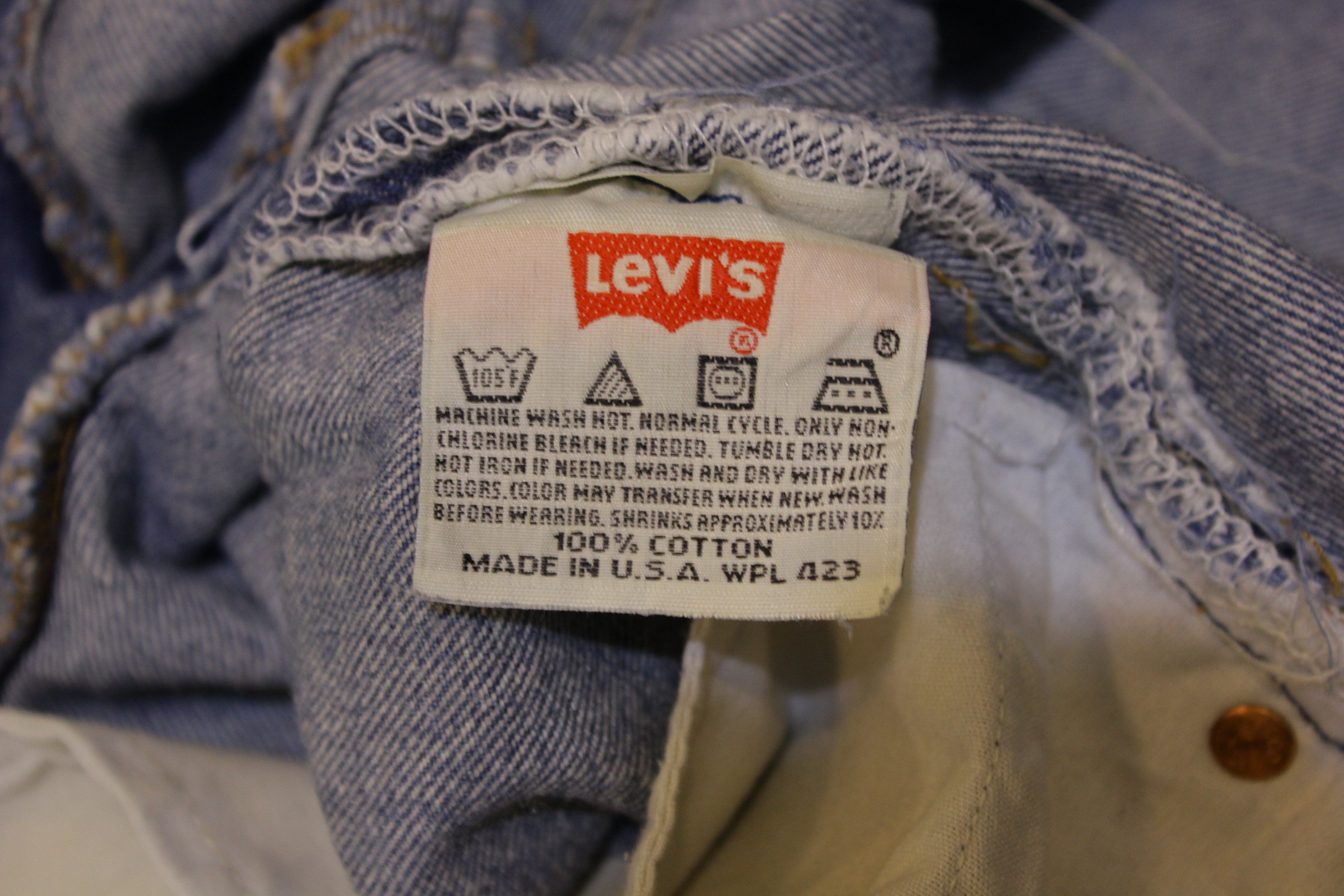 Levis 501 Button Fly 90s Red Tag Made in USA Vintage Blue Denim
