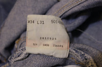 Levis 501 Button Fly 90s Red Tag Made in USA Vintage Blue Denim Jeans 32x29