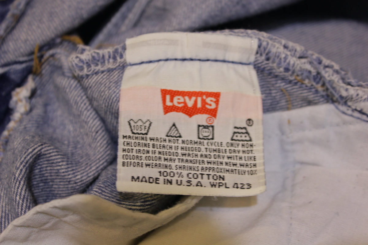 Levis 501 Button Fly 90s Red Tag Made in USA Vintage Blue Denim Jeans 31x27