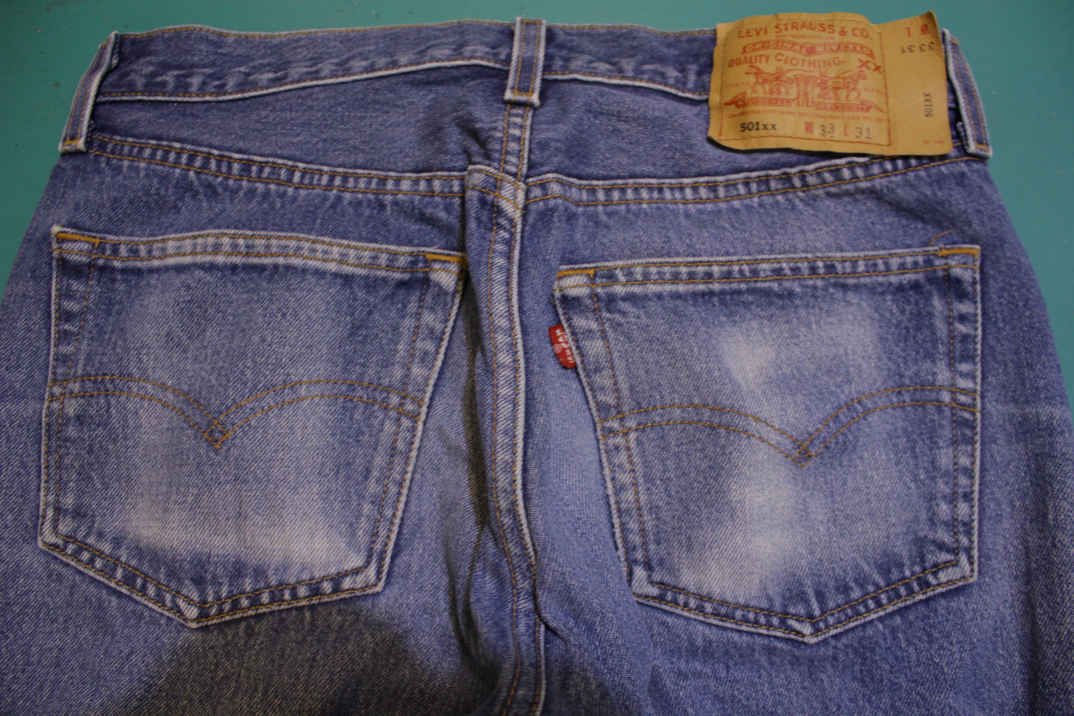 Levis 501 Button Fly 90s Red Tag Made in USA Vintage Blue Denim Jeans –  thefuzzyfelt