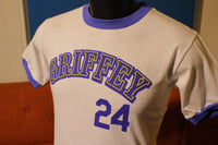 1989 Ken Griffey Jr. #24 Ringer T-Shirt. Vintage Seattle Mariners. Mint NWOT