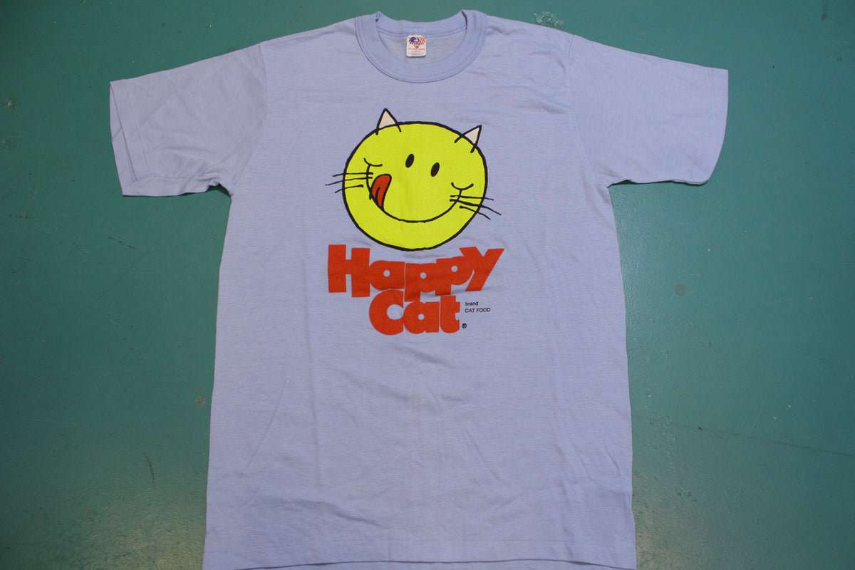 Happy Cat Brand Cat Food Vintage 80's NWOT T-Shirt Single Stitch