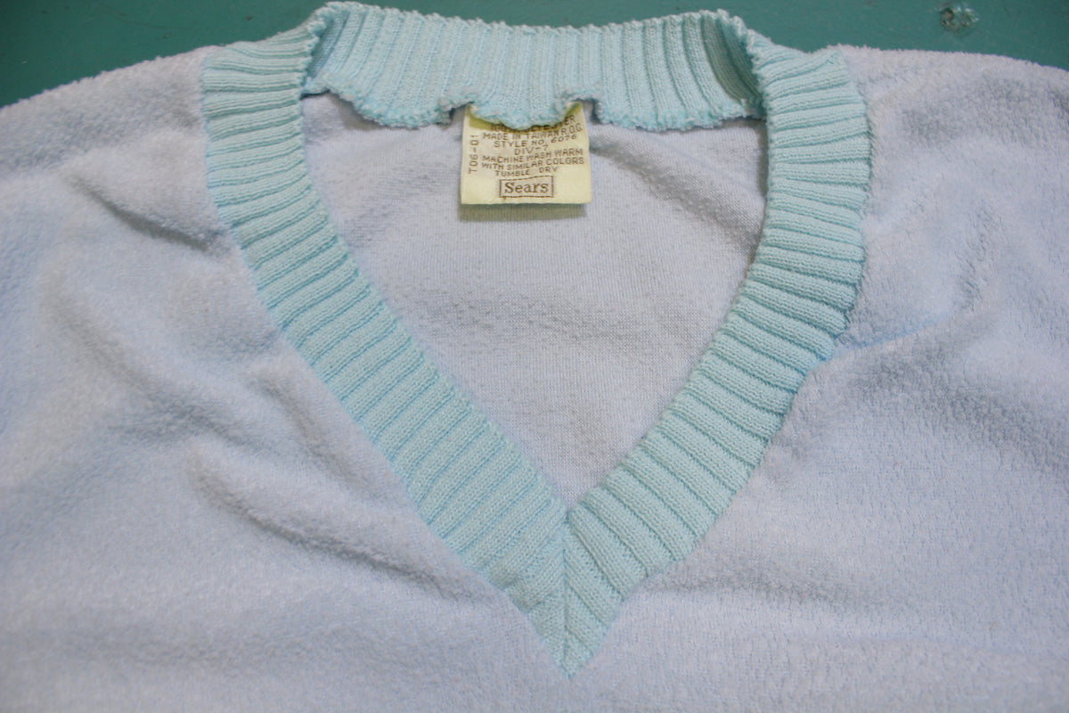 Sears Terry Cloth Elastic Waist Women's 80's Short Sleeve Top