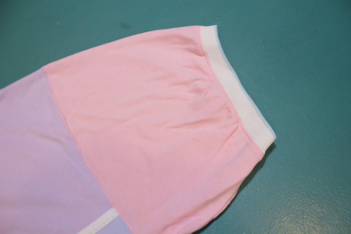 Belvedere Pastel Color Block Vintage Women's 80's Short Sleeve Top