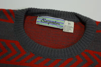 Suspenders Vintage Geometry Design 1980's Fireplace Sweater
