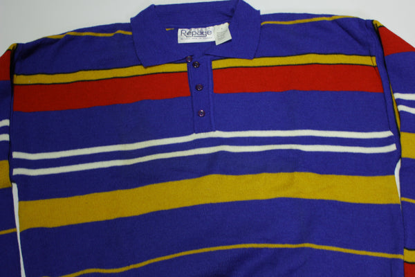 Repage Vintage 80s Striped Collared Polo Sweater