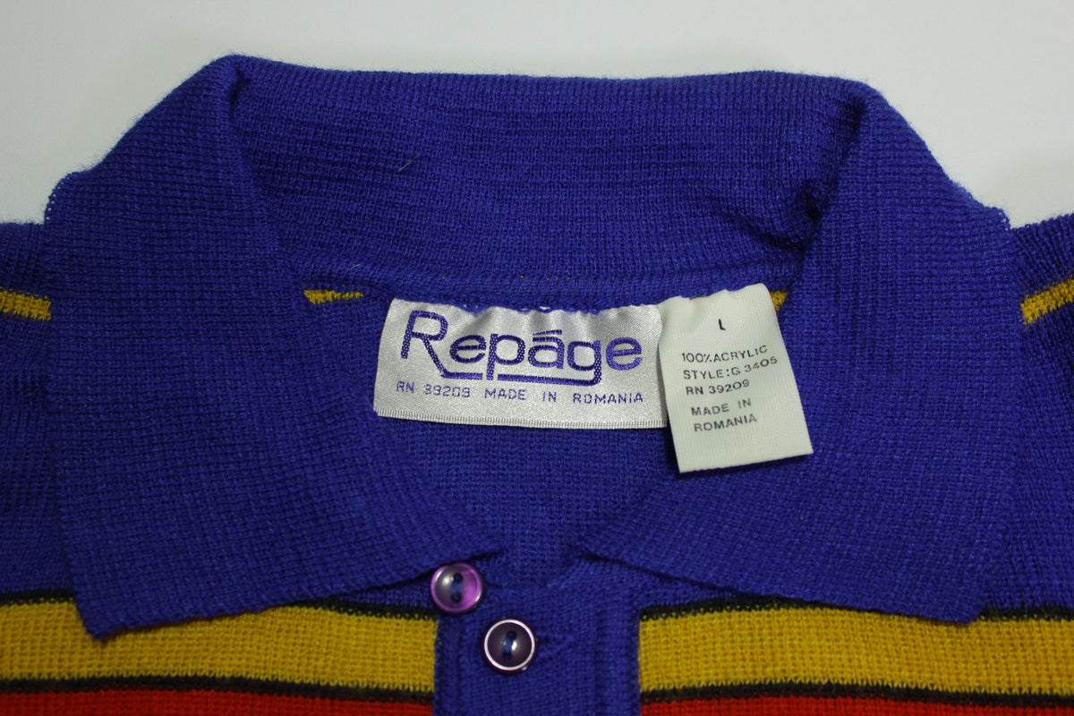Repage Vintage 80s Striped Collared Polo Sweater
