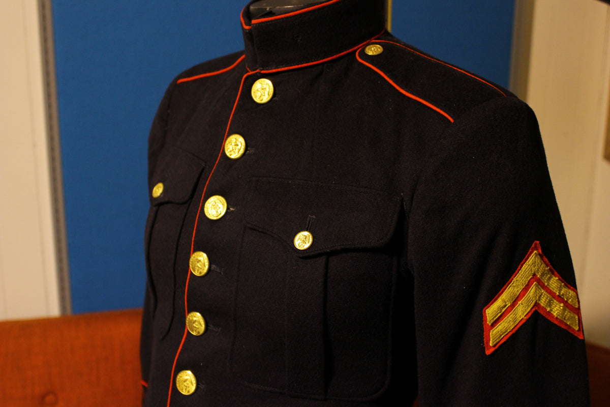 WW2 USMC Marines Corps Blues Dress Uniform Suit Jacket w/ Chevron Stripes Stromatt