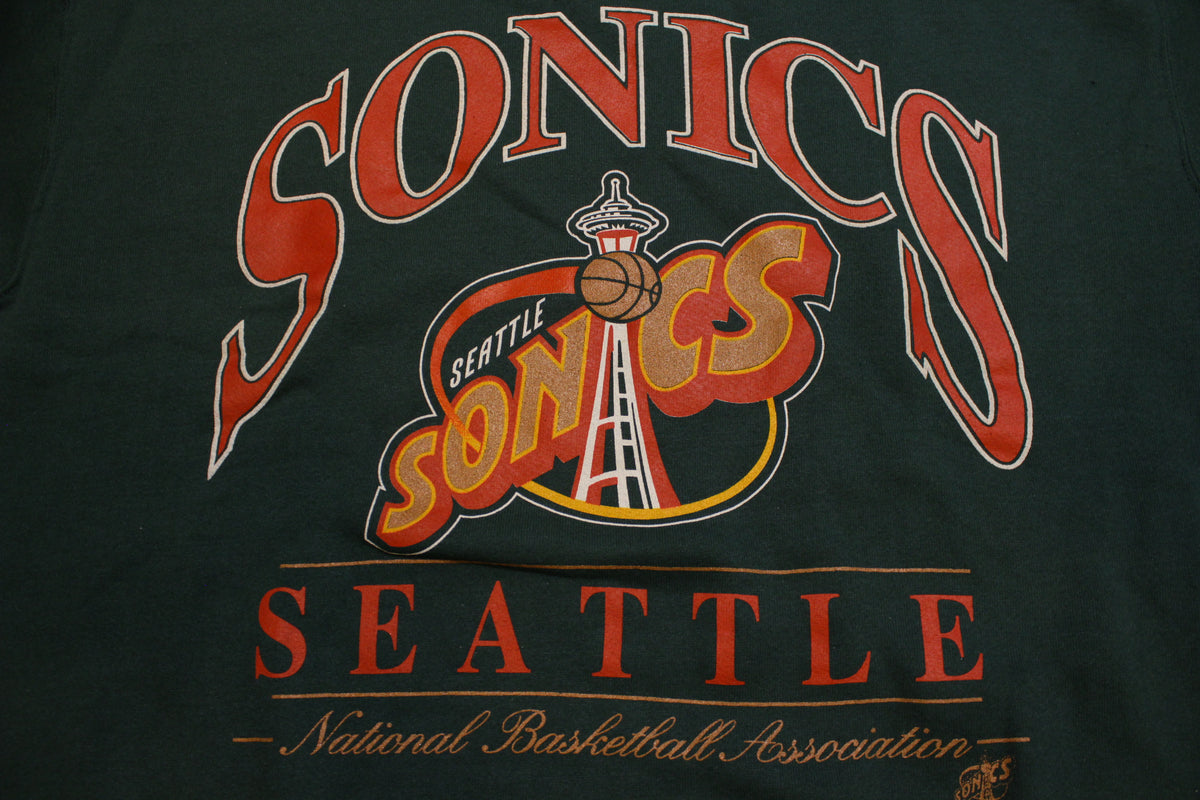 Seattle Sonics Deadstock Mint Lee Sport Nutmeg USA Made 90's Crewneck Sweatshirt