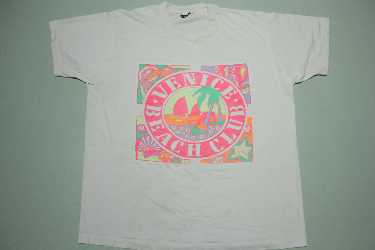 Venice Beach Club Vintage 90's Single Stitch L.A. Made in USA Colorful T-Shirt
