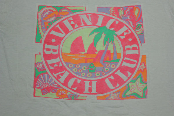 Venice Beach Club Vintage 90's Single Stitch L.A. Made in USA Colorful T-Shirt