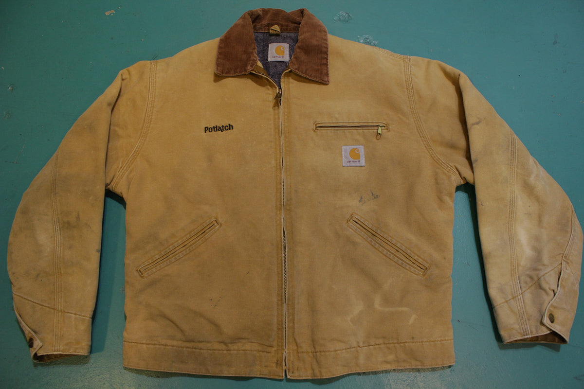 Carhartt J01 BRN Detroit Brown Duck Cotton Blanket Lined Jacket 44 Regular L USA