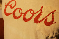 Coors Vintage 70's Beer Pocket T-Shirt.  Thin faded and tight.