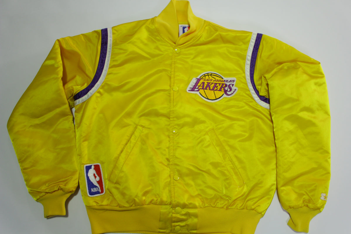 Vtg Starter NBA Los Angeles Lakers Yellow Satin Jacket