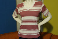 White Stag Striped Vintage Short Sleeve Shirt. 70's 80's Knit. Women's Medium